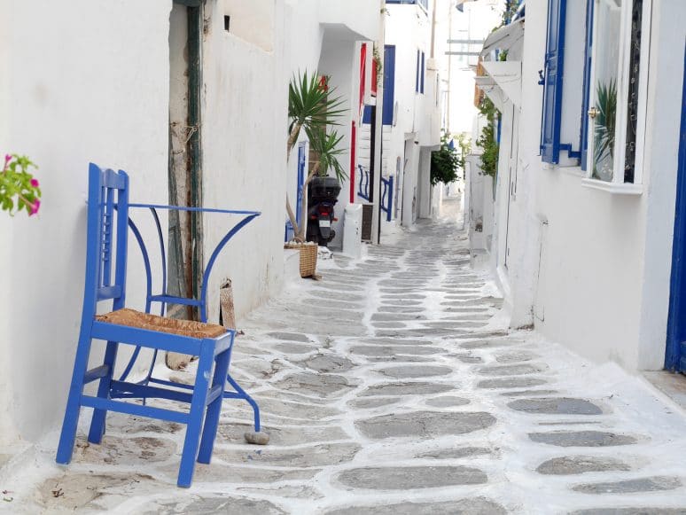 Les ruelles de la ville de Mykonos